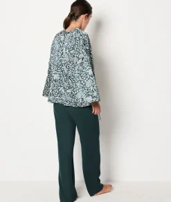 Etam 3 Piece Pyjamas GREENBACKGROUNDPRINT Hot