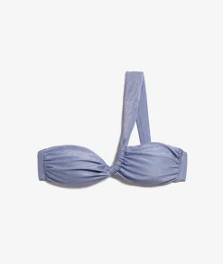 Etam Asymmetrical Glitter Strapless Bikini Top GREY Store