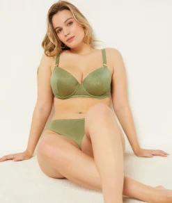 Etam Balconette glitter bikini top KHAKI Sale