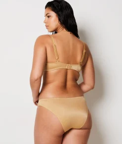 Etam Balconette glitter bikini top Gold New