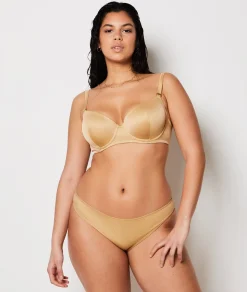 Etam Balconette glitter bikini top Gold New