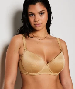 Etam Balconette glitter bikini top Gold New