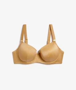 Etam Balconette glitter bikini top Gold New