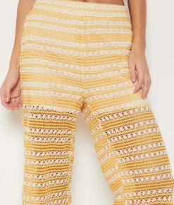 Etam Bicolour Flared Crochet Trousers SUNYELLOW New