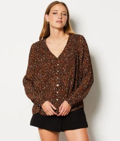 Etam Blouse boutonnée imprimée léopard IMPFDTAUPE Best