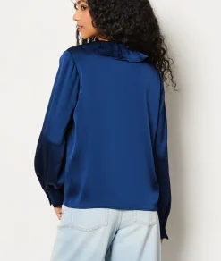 Etam Blouse col à lacets BLEUNUIT New