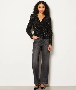 Etam Blouse col V à motifs pailletés NOIR Sale