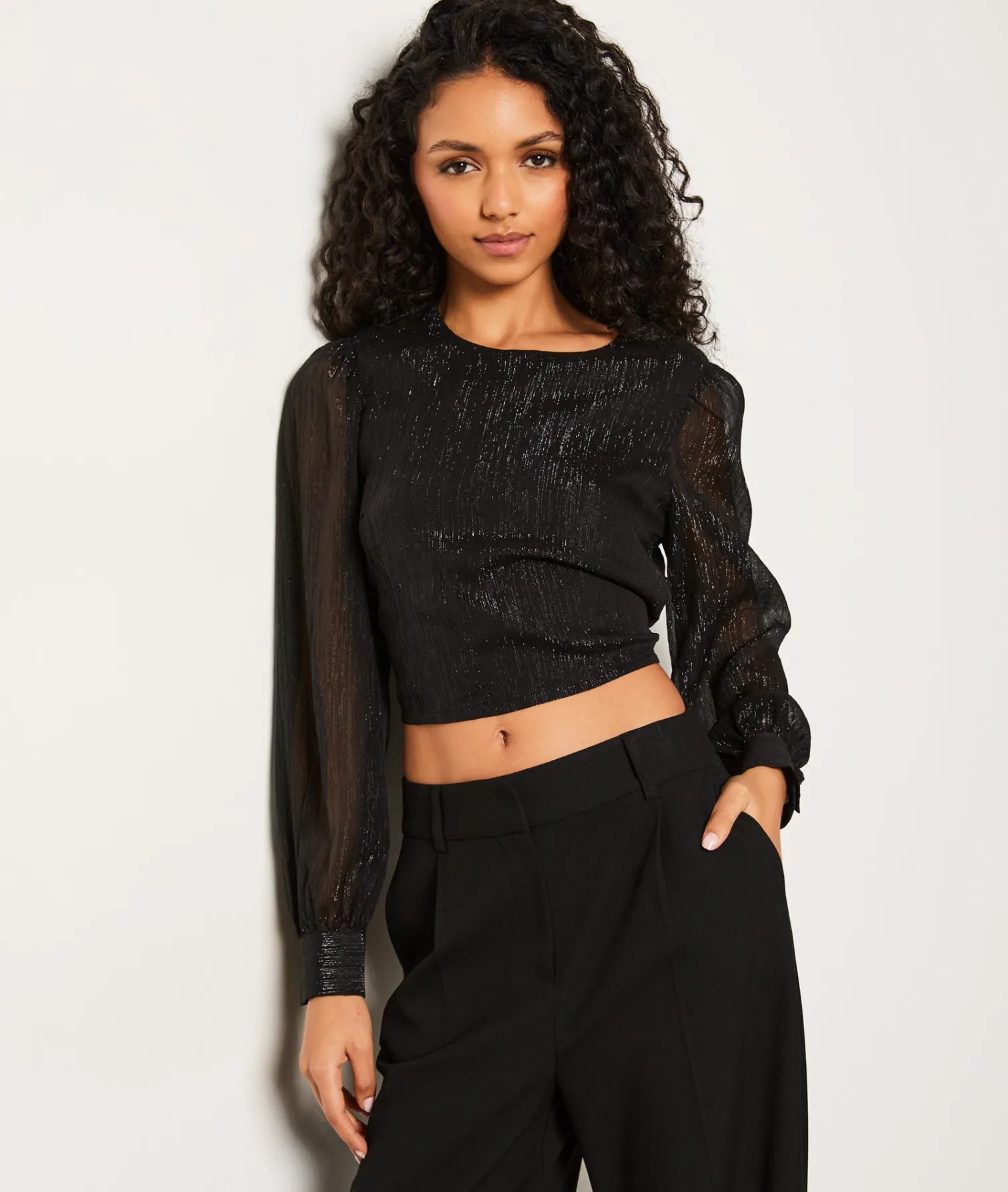 Etam Blouse courte à paillettes dos nu NOIR Discount