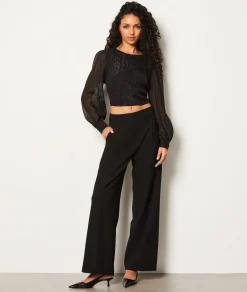 Etam Blouse courte à paillettes dos nu NOIR Discount