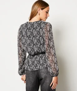 Etam Blouse fleurie col V IMPFDNOIR New