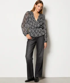 Etam Blouse fleurie col V IMPFDNOIR New