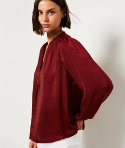Etam Blouse satinée manches longues BORDEAUXGRENAT Shop