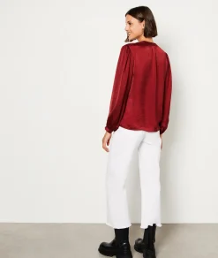 Etam Blouse satinée manches longues BORDEAUXGRENAT Shop