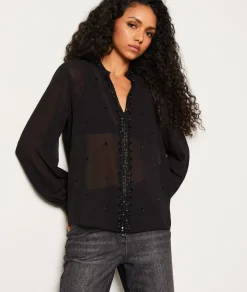 Etam Blouse transparente à strass NOIR Cheap