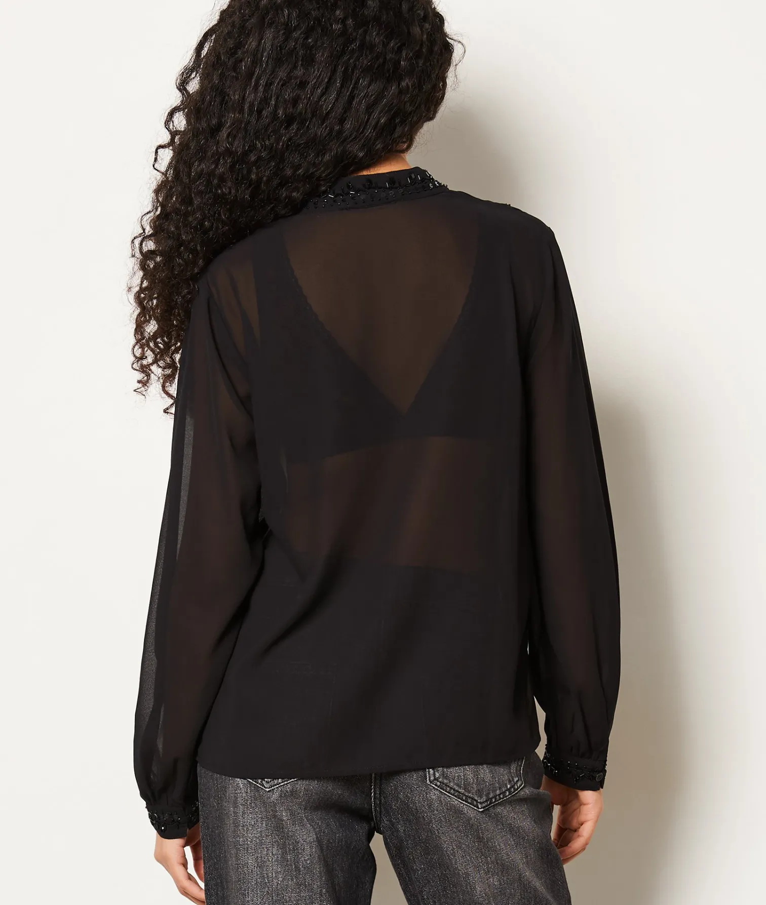 Etam Blouse transparente à strass NOIR Cheap