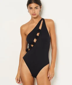 Etam Body asymétrique détails fleurs NOIR Online