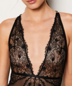 Etam Bodysuit in polka dot lace BLACK Best
