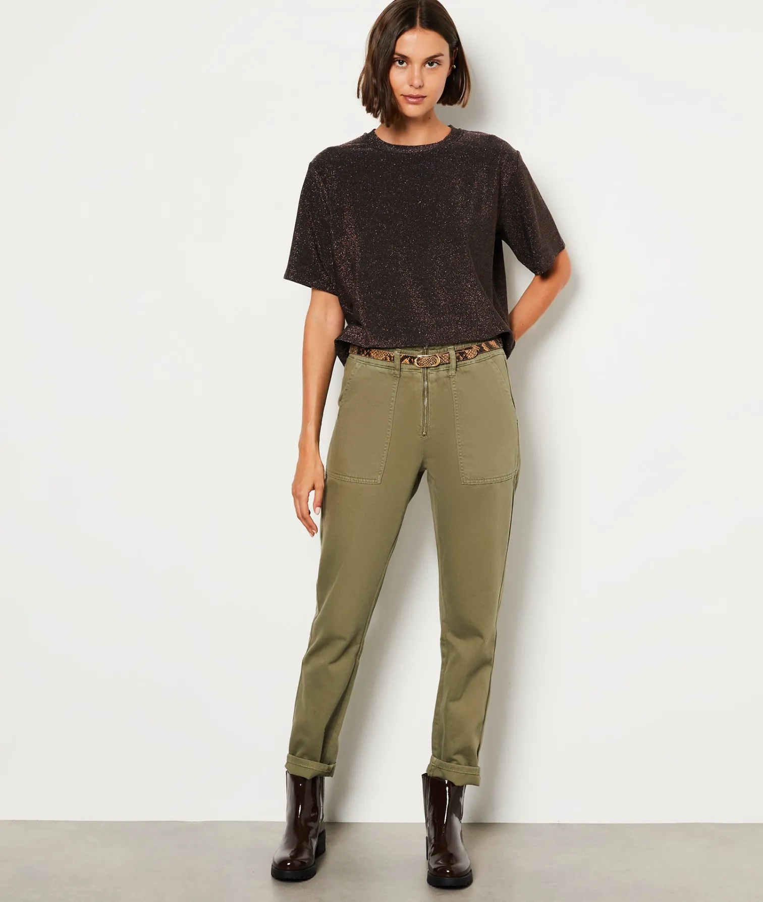 Etam Bottines vernis en cuir CHOCOLAT New