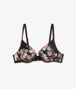 Etam Bra N.2 - The Embroidered Plunge Push-up Bra BLACK Discount