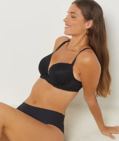 Etam Bra No. 5 - The Lightly Lined Plunge Bra BLACK Discount