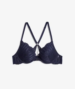Etam Bra No. 2 - The Plunge Push-Up with Jewel Details MARINE Cheap