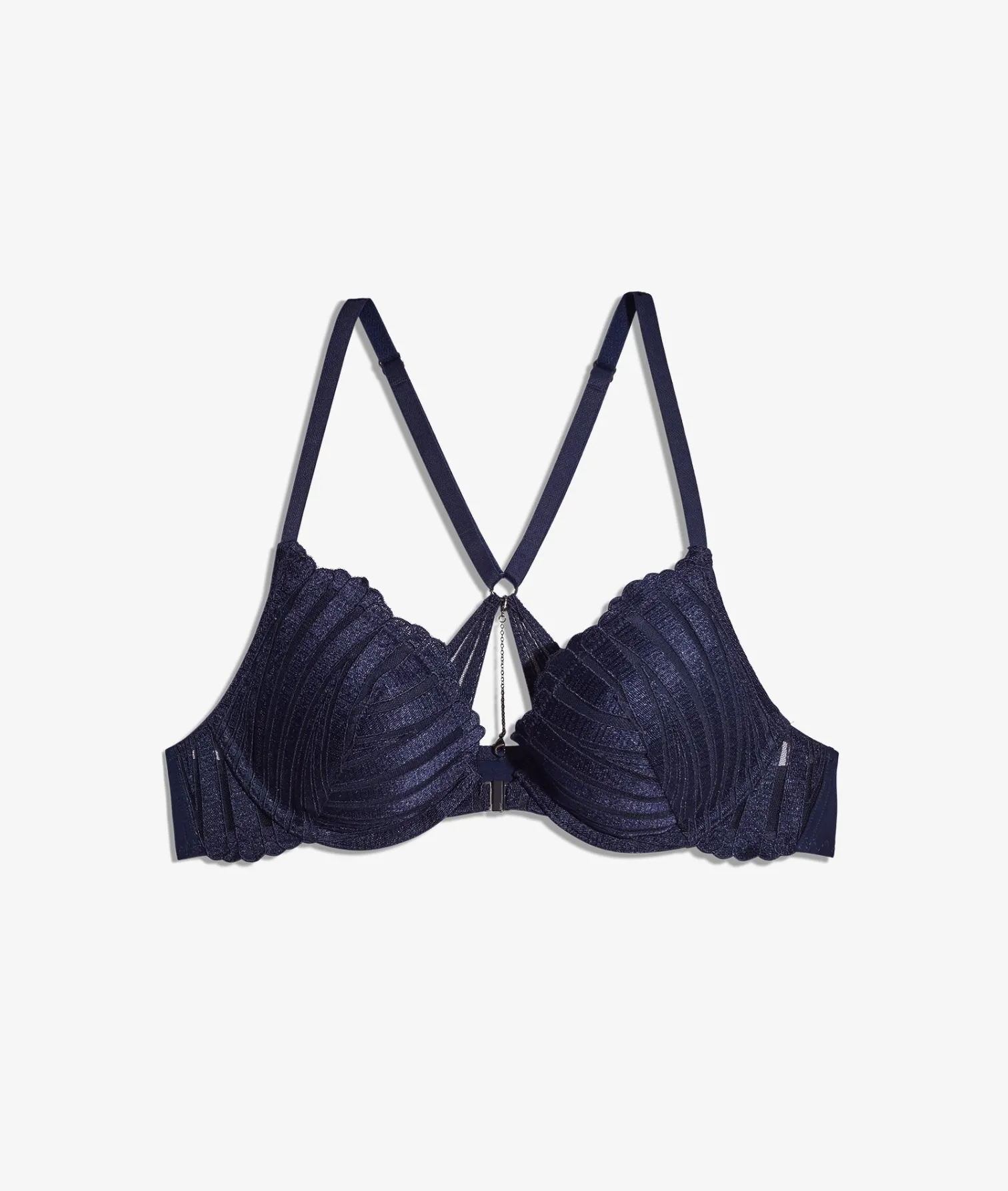 Etam Bra No. 2 - The Plunge Push-Up with Jewel Details MARINE Cheap