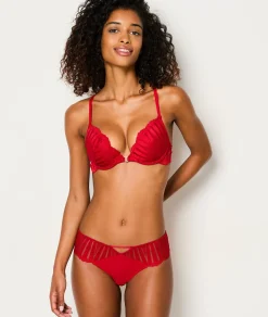 Etam Bra No. 2 - The Plunge Push-Up with Jewel Details ROUGE New