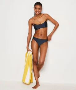 Etam Bralette with Bead Details Satin Bikini Top ANTHRACITE Hot