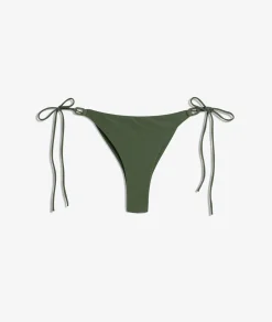 Etam Brazilian String Bikini Bottom with Textured Ring Details GREEN New