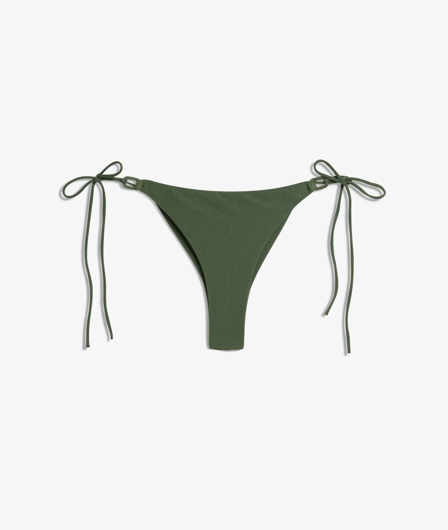 Etam Brazilian String Bikini Bottom with Textured Ring Details GREEN New