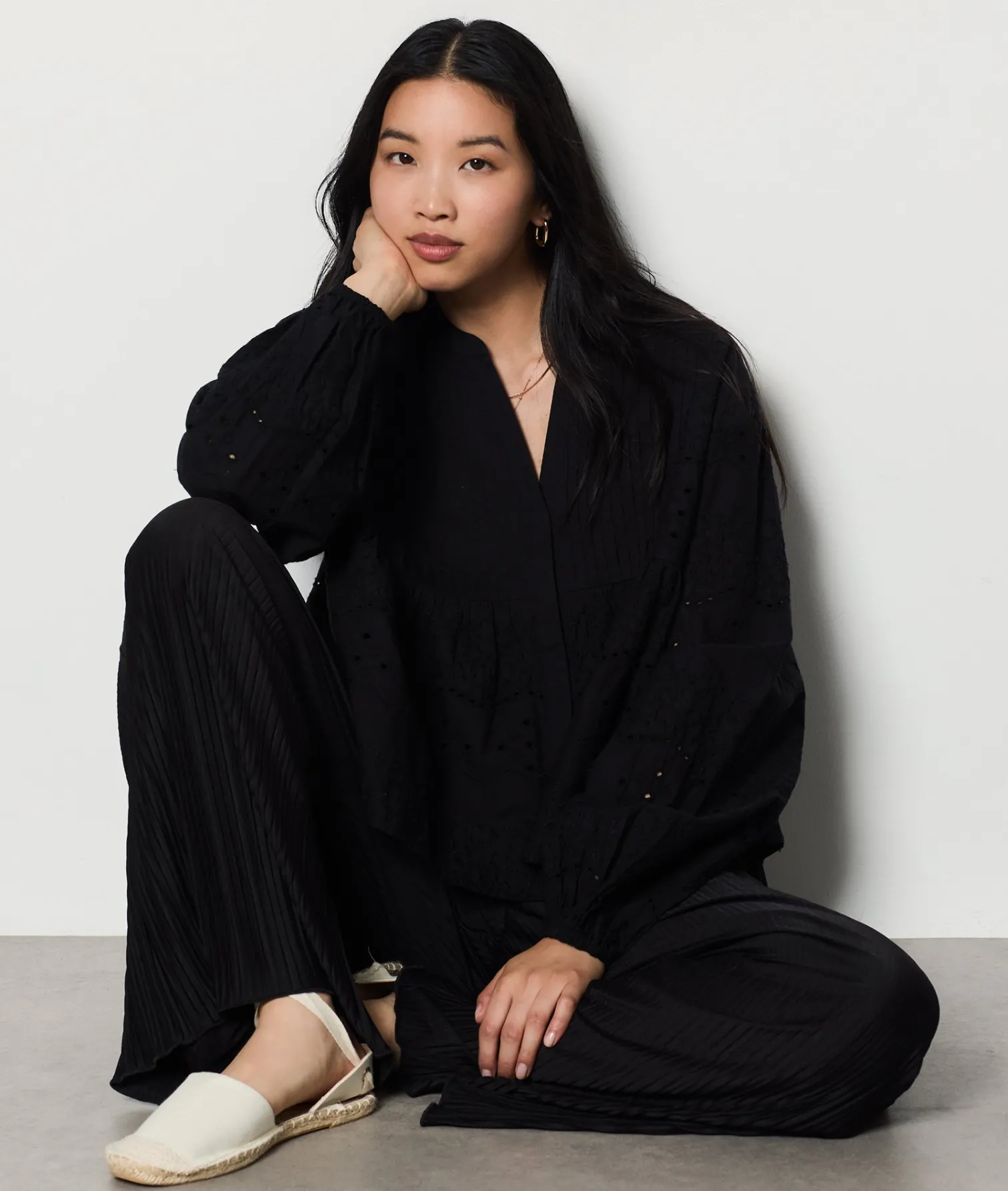 Etam Broderie Anglaise Shirt BLACK Store