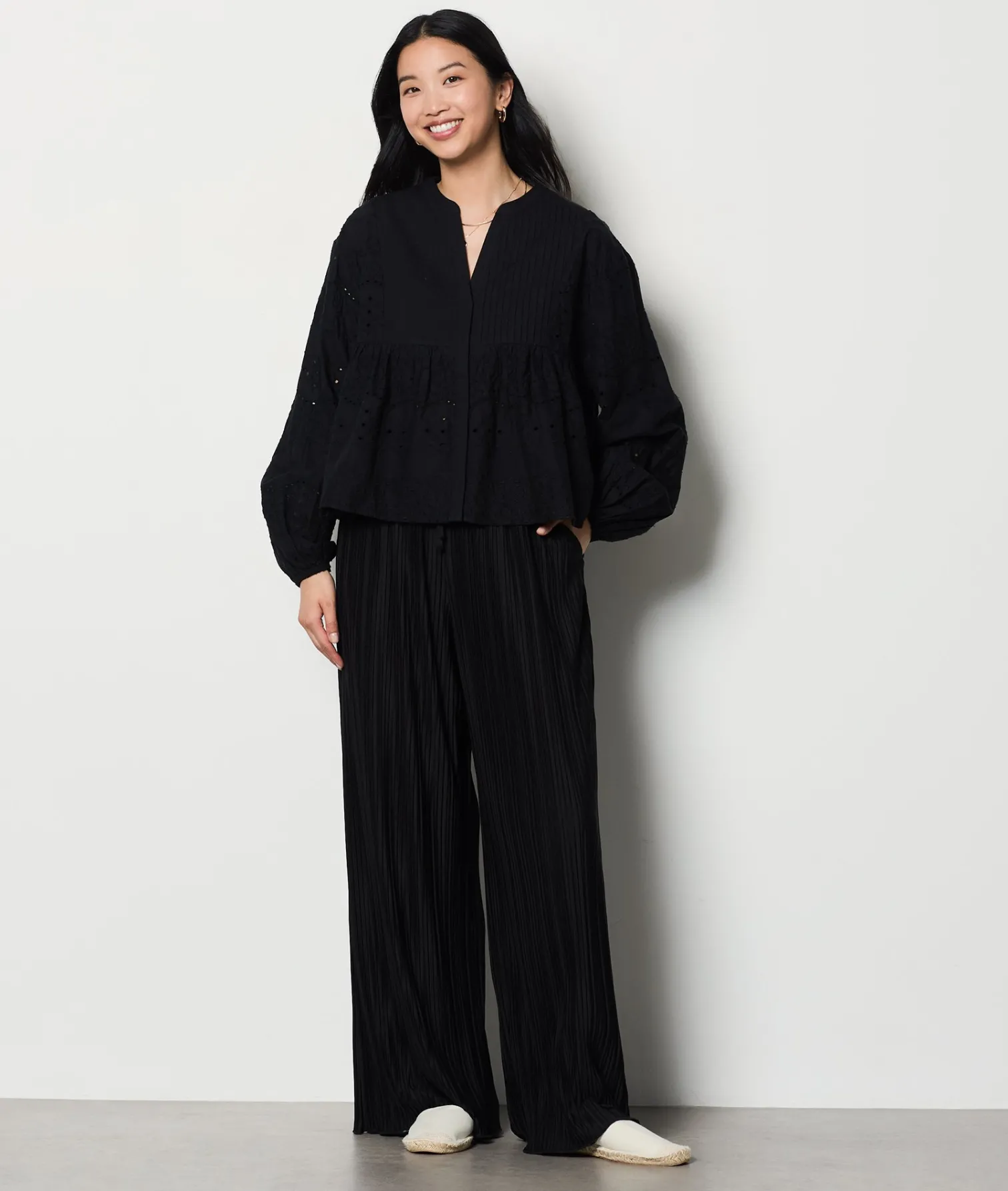 Etam Broderie Anglaise Shirt BLACK Store