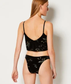 Etam Brésilien en velours brodé NOIR Fashion