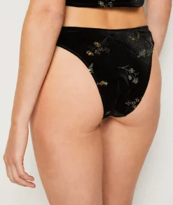 Etam Brésilien en velours brodé NOIR Fashion