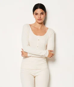 Etam Buttoned Long-Sleeved T-shirt ECRU Best Sale