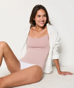 Etam Caraco à bretelles fines maille thermique MAUVE Fashion
