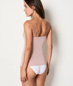Etam Caraco à bretelles fines maille thermique MAUVE Fashion