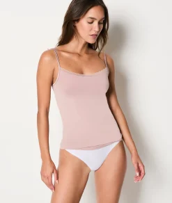 Etam Caraco à bretelles fines maille thermique MAUVE Fashion