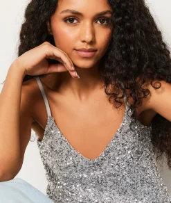 Etam Caraco à sequins ARGENT Discount