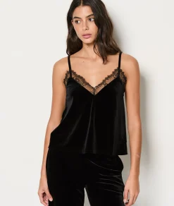 Etam Caraco en velours décolleté dentelle NOIR Sale