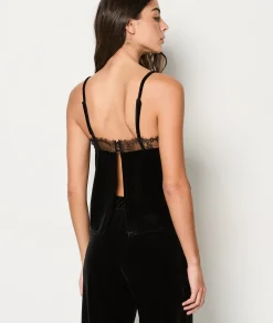 Etam Caraco en velours décolleté dentelle NOIR Sale