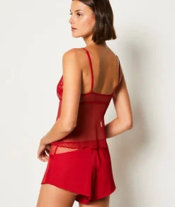 Etam Caraco transparent détails dentelle ROUGE Cheap