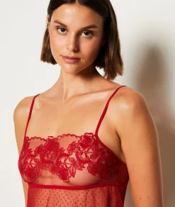 Etam Caraco transparent détails dentelle ROUGE Cheap