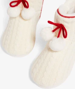 Etam Chaussons bottines côtelées en polaire ECRU Discount