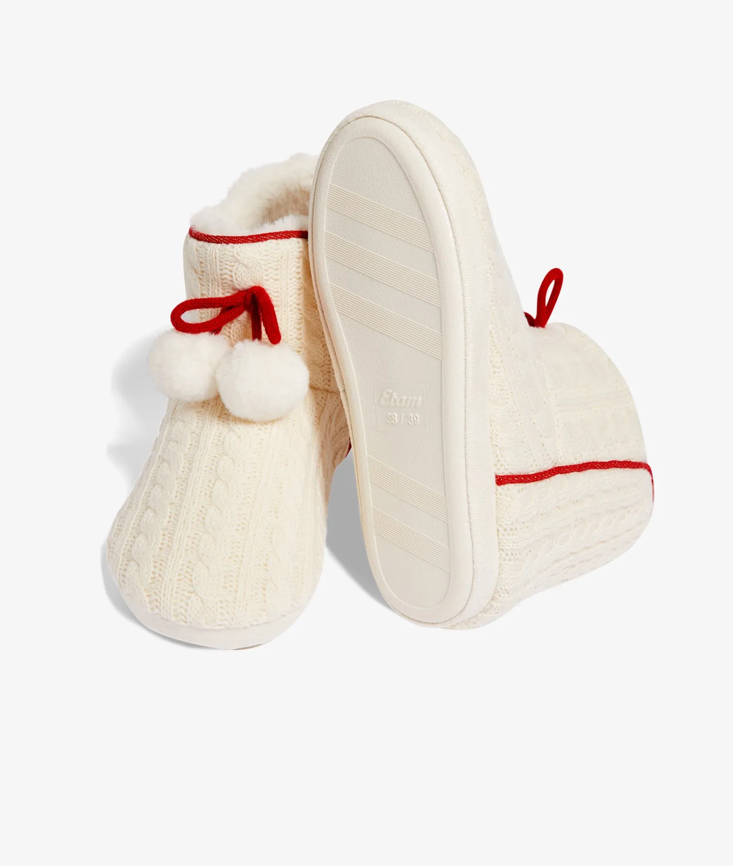 Etam Chaussons bottines côtelées en polaire ECRU Discount