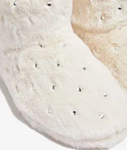 Etam Chaussons bottines en fourrure à strass ECRU Flash Sale