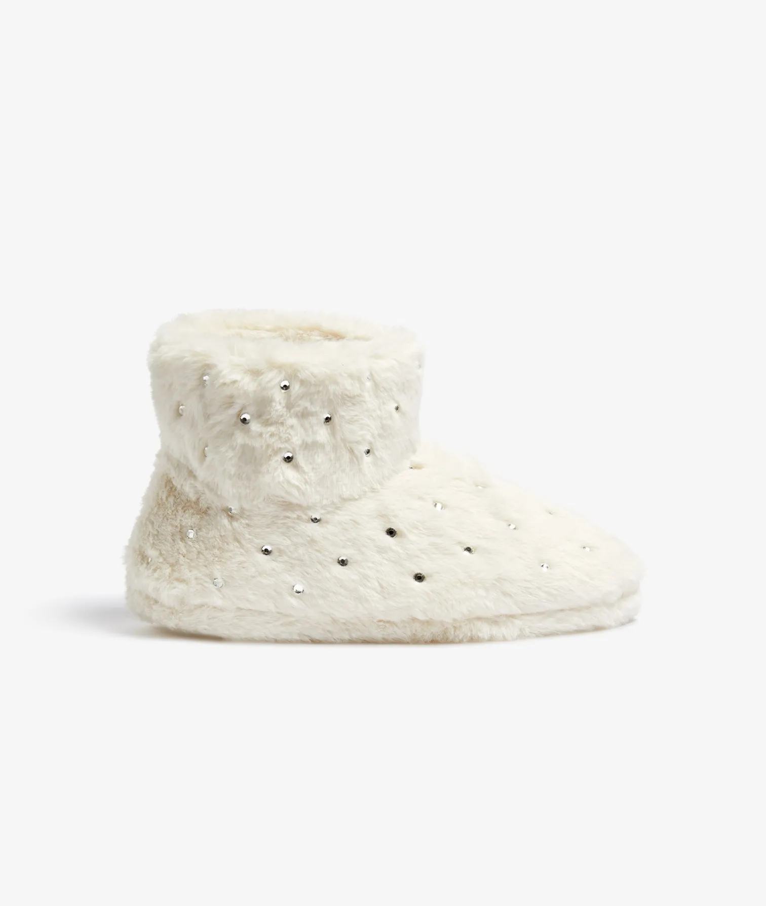 Etam Chaussons bottines en fourrure à strass ECRU Flash Sale