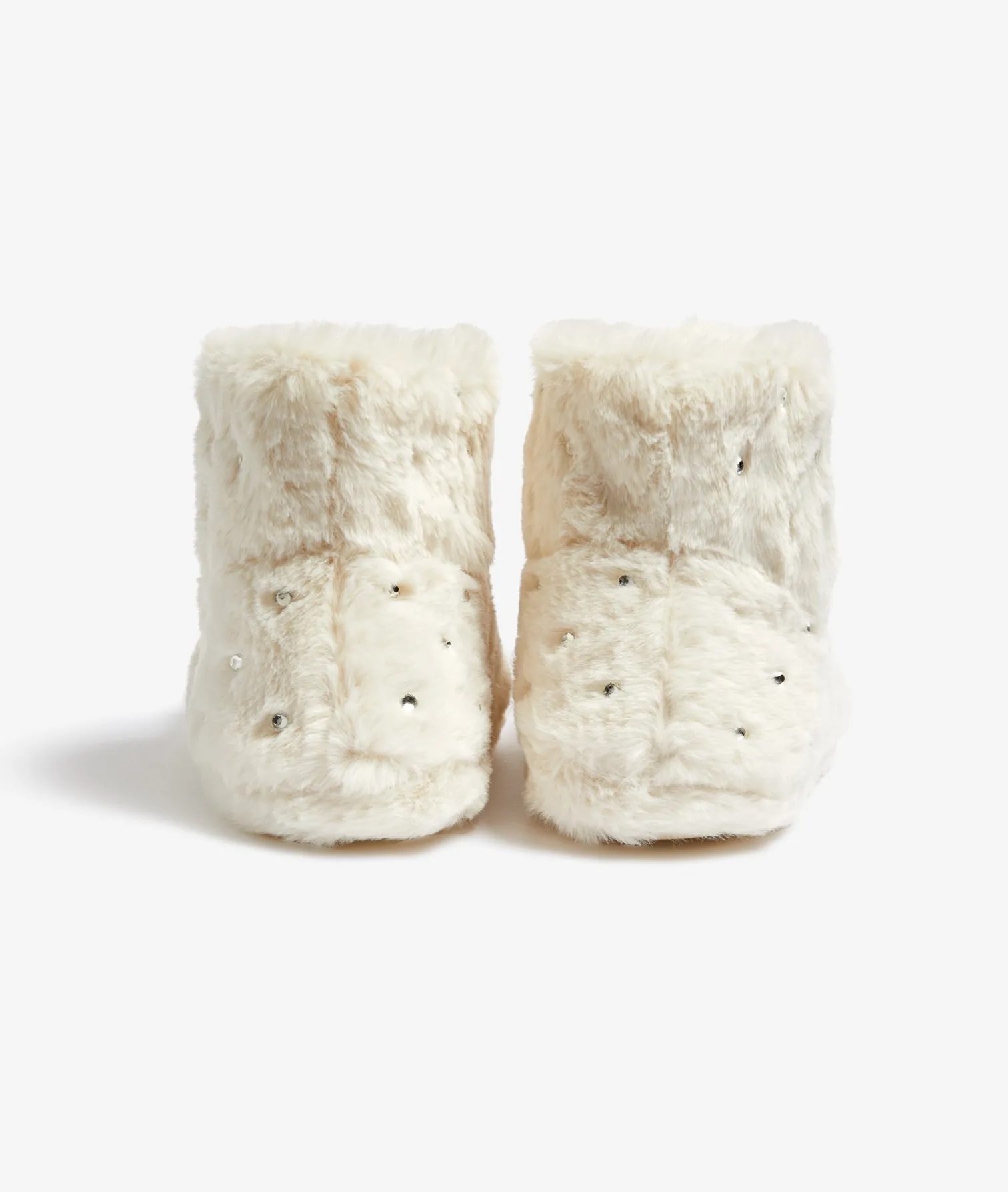 Etam Chaussons bottines en fourrure à strass ECRU Flash Sale