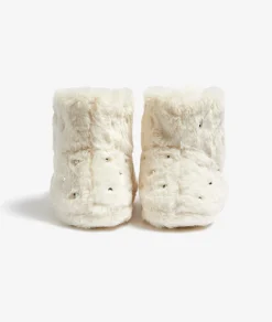 Etam Chaussons bottines en fourrure à strass ECRU Flash Sale
