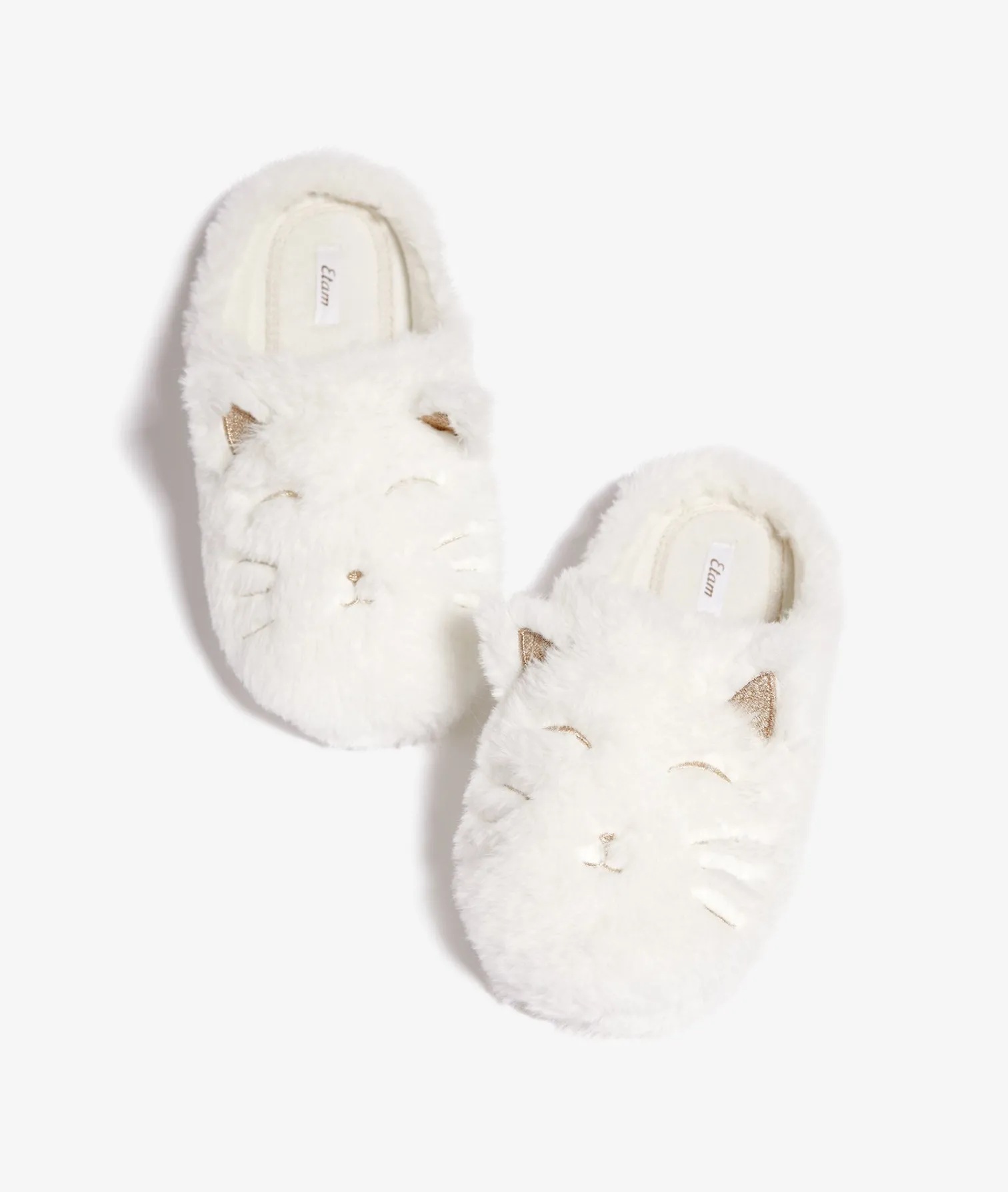 Etam Chaussons mules en fourrure chat ECRU Clearance